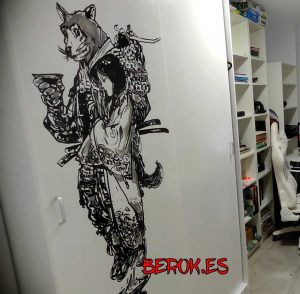 armario kim jung gi art pintado mano mural oso chica lobo